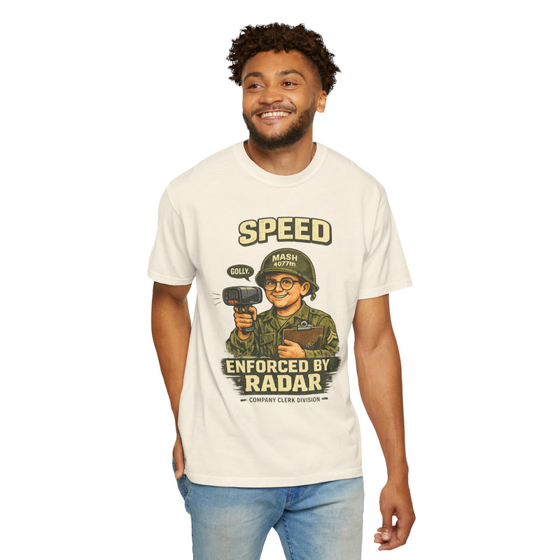 Speed Enforced By Radar T-Shirt — MASH 4077 Retro Traffic Cop Graphic Tee