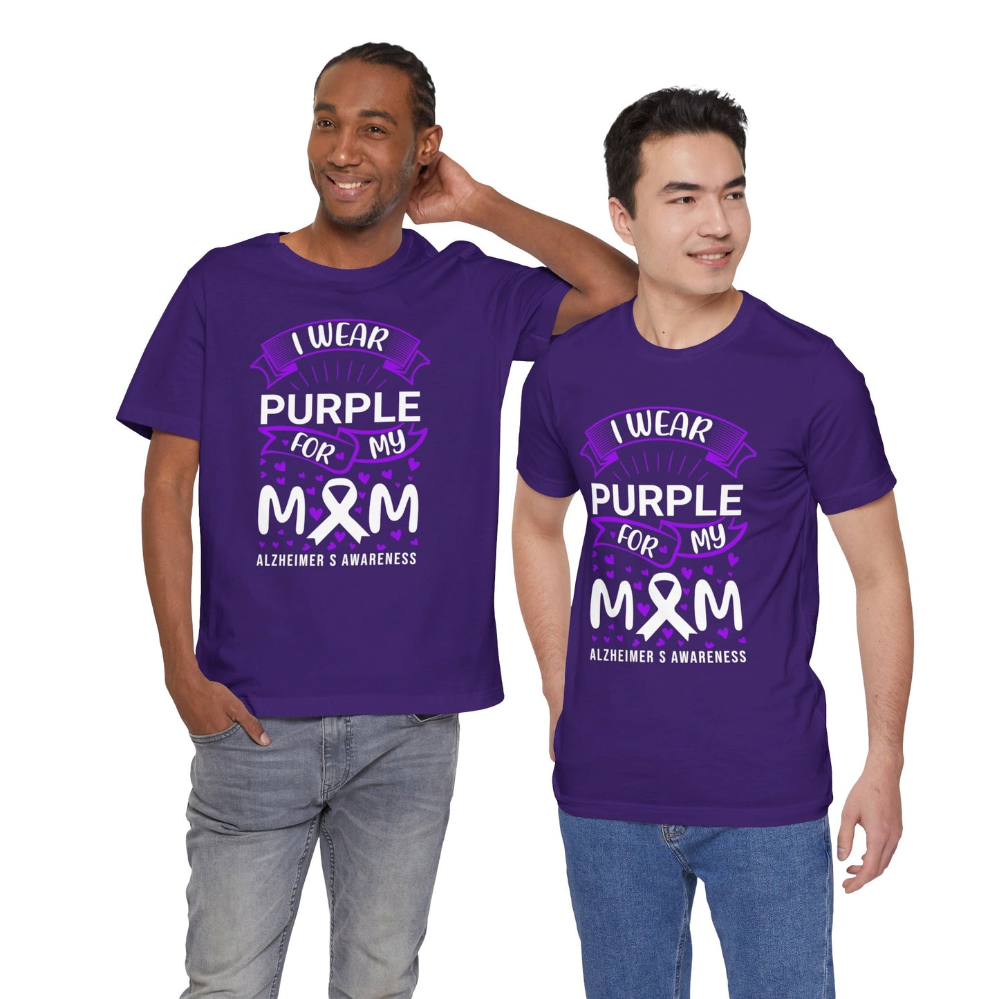 I Wear Purple For My Mom Alzheimers Awareness - Unisex Jersey Short Sleeve Tee