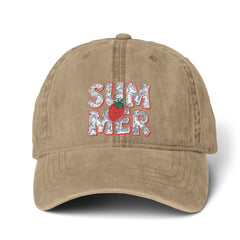 Women's SUMMER STRAWBERRY Pigment-Dyed Cap with Fashion Undervisor (Embroidery)