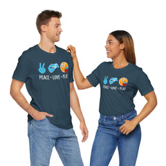 PEACE LOVE play BILLARD - Graphic Unisex Jersey Short Sleeve Tee