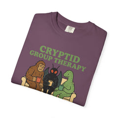 Cryptid Group Therapy Bigfoot, Mothman and Loch Nessie Unisex T-Shirt, Funny Graphic Tee, Gift for Cryptid Lovers, Quirky Casual Wear, Cool Humor Shirt