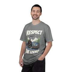 Bigfoot and Alien Outdoor Canoe Adventure - Respect The Locals T-Shirt