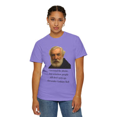Alexander Graham Bell Quote T-Shirt — "I invented the phone. And somehow people still don't pick up."