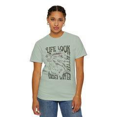 Whales, Life Look Better Under Water -  Graphic Unisex Garment-Dyed T-shirt