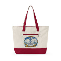Feeling Nauti Canvas Tote — Hempstead Bay Sailing Club Nautical Zippered Beach Bag for Sailing Lovers
