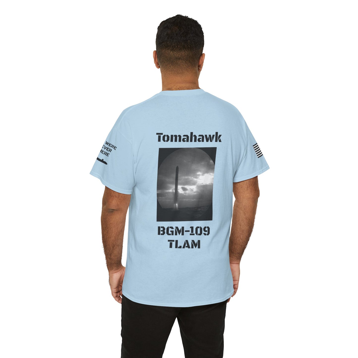 USN Periscope view, Submarine Launched Tomahawk Missile with Dolphins Unisex Jersey Short Sleeve Tee