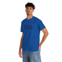 Utica Unisex Heavy Cotton Tee - Retro Dunder Mifflin Design for Nostalgic Fans