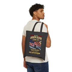 Tote Bag — USS Andrew Jackson SSBN-619 Patriotic Submarine Canvas Tote ("One Man With Courage Makes A Majority")