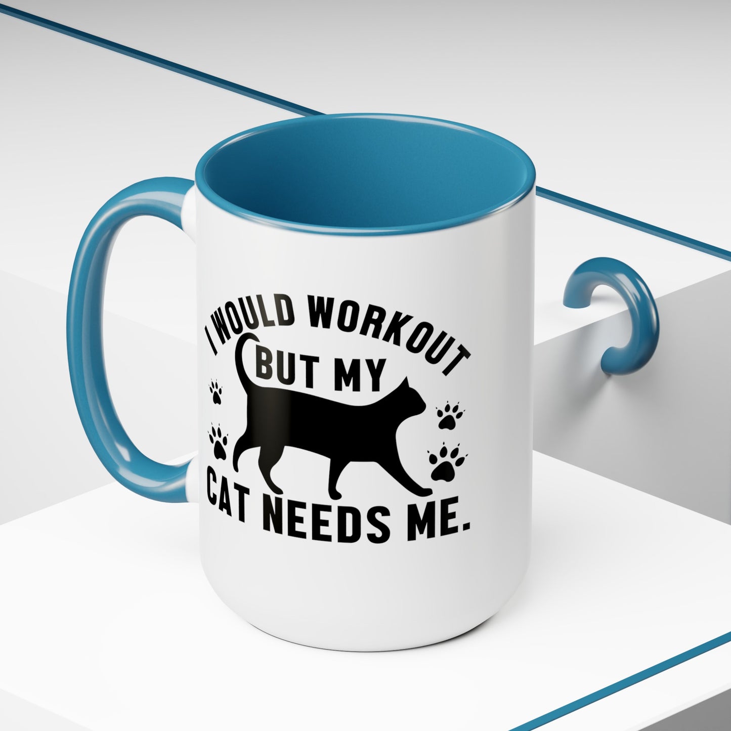 I Would Workout But My Cat Needs Me Graphic Cat Mug