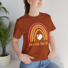 Thankful Teacher T‑Shirt – Retro Rainbow Turkey Teacher Appreciation Tee