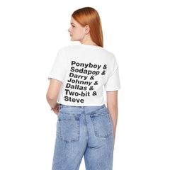 The Outsiders Shirt, Front and Back Images, Greasers Characters Shirt, Unisex Jersey Short Sleeve Tee