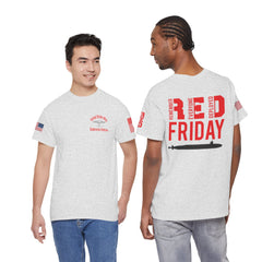 SUBMARINER RED Friday T Shirt with Fouled Anchor, American Flag, FBM / Boomer Silhouette. Remember Everyone Deployed, Dolphins