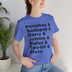 The Outsiders Shirt, Greasers Characters Shirt, Unisex Jersey Short Sleeve Tee