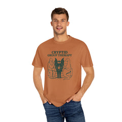 Cryptid Group Therapy Bigfoot, Mothman and Loch Nessie Unisex T-Shirt, Funny Graphic Tee, Gift for Cryptid Lovers, Quirky Casual Wear, Cool Humor Shirt