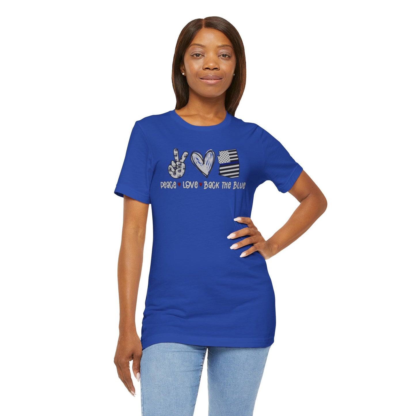 Peace Love Back The Blue in Arizona, Graphic Unisex Short Sleeve Tee