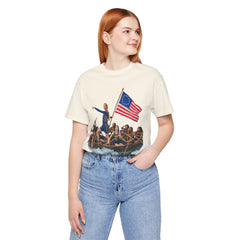 Historical Fever Patriot T‑Shirt — Revolutionary Flag Rowboat Design