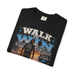Men's Leg Amputee Walk to Win Water Leg Beach T-Shirt — Motivational Ocean Sunset Graphic Tee