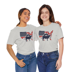 Red White and Blue Farmer Graphic, Unisex Jersey Short Sleeve Tee