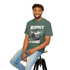 Bigfoot and Alien Outdoor Canoe Adventure - Respect The Locals T-Shirt