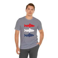 Patriotic Trout T-Shirt — Red White & Blue Fish Tee