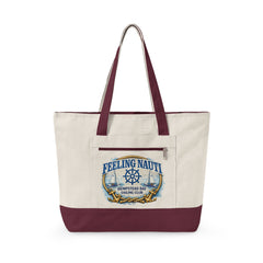 Feeling Nauti Canvas Tote — Hempstead Bay Sailing Club Nautical Zippered Beach Bag for Sailing Lovers