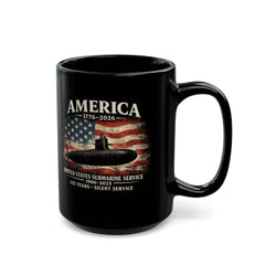 125th Submarine Service Coffee Mug — America 1776–2026 250th Anniversary Tribute (Black)