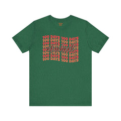 100 Days of School - Unisex Short Sleeve Tee | Elementary School Holiday, Teacher Apparel, Kids Motivation, Days Checked Off