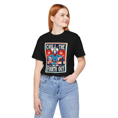 Chill The Fourth Out,Cowgirl Graphic, Unisex Jersey Short Sleeve Tee