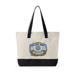Feeling Nauti Canvas Tote — Hempstead Bay Sailing Club Nautical Zippered Beach Bag for Sailing Lovers