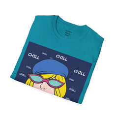 Chill Girl Unisex Softstyle T-Shirt  Pop Art Girl Wearing Sunglasses