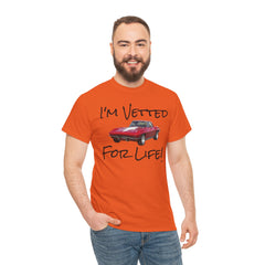 Red Corvette Summer Unisex Tee - I'm Vetted For Life Front and Back Image T Shirt