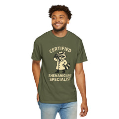 Certified Shenanigans Specialist T-Shirt | Funny Unisex Tee, Casual Wear, Gift for Raccoon Lovers, Cute Animal Shirt, Quirky Apparel