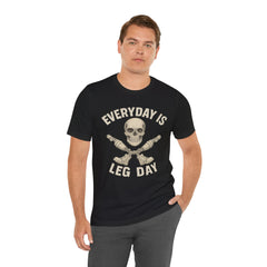 Fitness Tee | Leg Amputee Funny Skull, Everyday Leg Day Gym Shirt, Workout Top