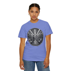 Don;t Stop Believing Subway Reflection T-Shirt — Vintage Black & White Urban Photo Tee