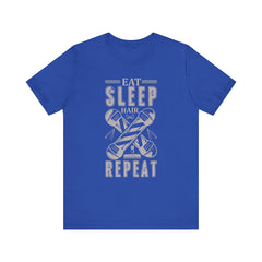Hair Enthusiast Tee, Eat Sleep Hair Repeat Shirt, Funny Barber Gift, Unisex Jersey Tee, Casual Everyday Apparel, Salon Worker Top