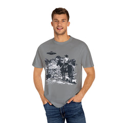 UFO Meets Cowboy Unisex Garment Shirt -Dyed  T Shirt