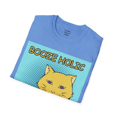 Booze Holic Cat with Bottle Unisex Softstyle T-Shirt  Pop Art Feline