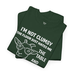 Clumsy Funny Goat Graphic Tee | Unisex Heavy Cotton Tee | Great Gift for Animal Lovers, Birthdays, Casual Wear, Humorous Gifts, Everyday Style