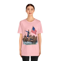Historical Fever Patriot T‑Shirt — Revolutionary Flag Rowboat Design
