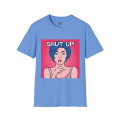 SHUT UP Pop Art Woman striking a Librarian pose Unisex Softstyle T Shirt
