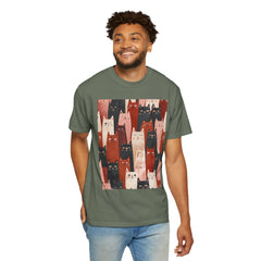 Cute Cat Print Unisex Garment-Dyed T-Shirt - Comfort Colors Soft Perfect for Animal Lovers and Casual Days