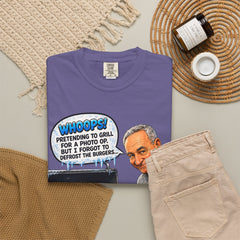 Grill Master Grandpa Funny BBQ T-Shirt — "Whoops! Pretending to Grill for a Photo" Graphic Tee