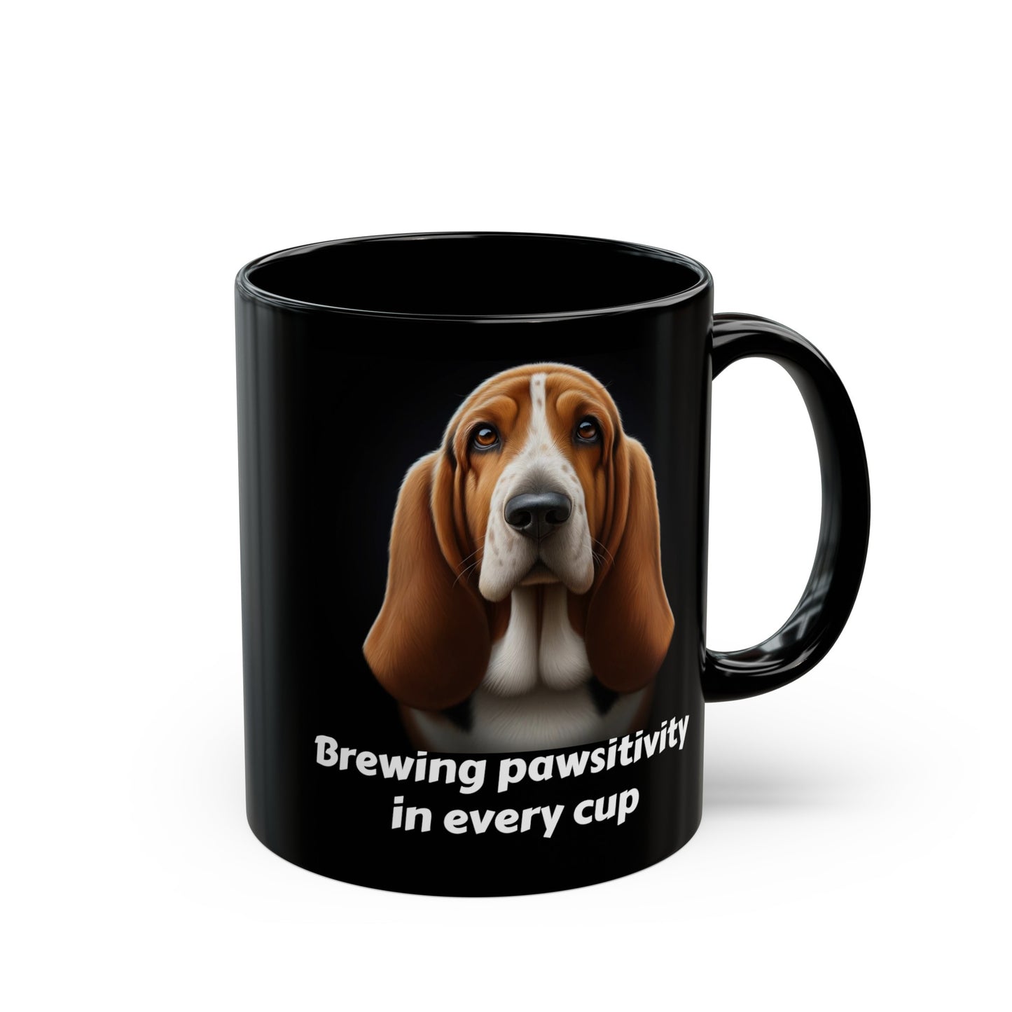 Basset Hound Black Mug (11oz, 15oz), Brewing Pawsitivity In Every Cup