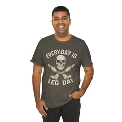 Fitness Tee | Leg Amputee Funny Skull, Everyday Leg Day Gym Shirt, Workout Top
