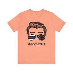 BACK THE BLUE Dad with Glasses, Graphic Unisex Short Sleeve Tee