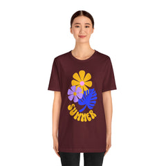 Summer Floral Tee — Retro Flowers & Monstera Design