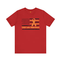 Limb Loss Awareness Flag - Unisex Short Sleeve Tee,Amputee Awareness,Gift For Him,Gift For Her,Unique Amputee Gift,Awareness Ribbon