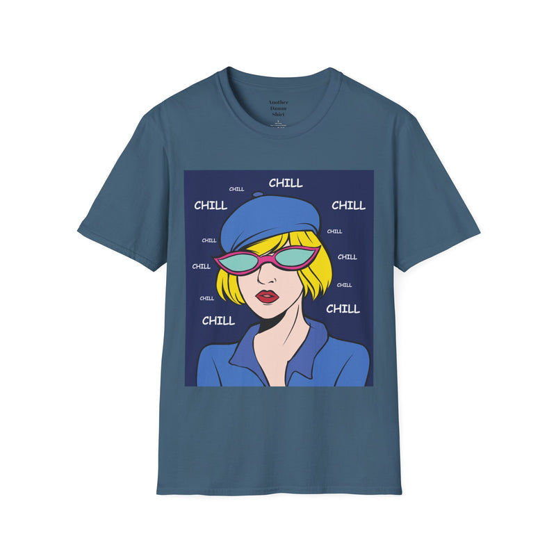 Chill Girl Unisex Softstyle T-Shirt  Pop Art Girl Wearing Sunglasses