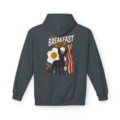 Breakfast Club Hoodie — Cute Black Dog, Bacon & Egg Graphic Pullover