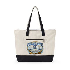 Feeling Nauti Canvas Tote — Hempstead Bay Sailing Club Nautical Zippered Beach Bag for Sailing Lovers